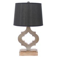 Traditional Wooden Table Lamp With Black Linen Shade