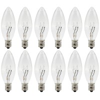 Creative Hobbies� Replacement Light Bulbs For Electric Candle Lamps, Window Candles, & Chandeliers - 7 Watt Candelabra (E12), Clear, Steady Burning, 120V 7W Bulb - Pack Of 12