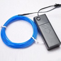 Tdltek Neon Glowing Strobing Electroluminescent Wire/El Wire + 3 Mode Battery Controller, Blue 9Ft