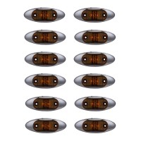 12 Long Haul 4X15 Amber Led Surface Mount Clearance Marker Light With Chrome Bezel Oval Oblong Good For Trucks Trailers Etc