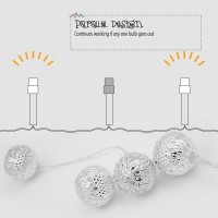 Shopping for Christmas ornament lighting products or gifts You might found just what you need20 hollow ball shape lights evenly spread through a 10ft long string with 6 inches intervals each containing a pure white LED and emitting an enchantingly lightEn