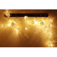 A twist of rattan shaped into a ball makes a beautiful decoration Hang these versatile balls indoor and outdoor as a moodbooster 20 balls evenly spread through 10ft long string with 4 inches intervals The string is powered by a compact power pack 3 pieces