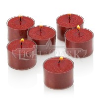 Red Tea Light Candles Unscented in clear plastic cups set of 36 with a long burn time of 8 Hours Very Popular Classic Clean Tea Light Candles in clear plastic cups set of 36 from Shop A Candle Unscented Tea Light Candles with 8 Hour burn time each These s