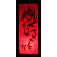 Thai Vintage Handmade Asian Oriental Black Red Dragon Bedside Table Lamp Or Floor Wood Paper Lamp Shades Home Bedroom Garden Decor Modern Black Red Dragon Sxg