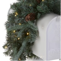 National Tree Company 'Feel Real' Pre-Lit Artificial Christmas Mail Box Swag | Battery-Operated White Led Lights | Frosted Artic Spruce - 36 Inch