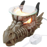 Decorative Snarling Magical Dragon Skull Electric Oil Warmer Or Tart Burner For Aromatherapy Essential Scented Oils In Mythical And Medieval Home Decor Lights Halloween Decorations & Gothic Gifts