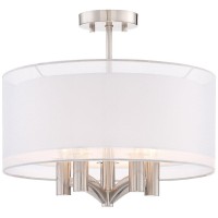 Possini Euro Design Caliari Modern Ceiling Light Semi Flush Mount Fixture Brushed Nickel 18