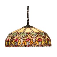 Chloe Lighting Ch33453Bf18-Dh2 Sunny Tiffany-Style Floral 2-Light Ceiling Pendant With Fixture With Shade, 8.7 X 17.7 X 17.7