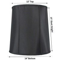 12X14X15 Black Fabric Drum Lampshade With Gold Liner With Brass Spider Fitter - Perfect For Table And Desk Lamps - Medium, Black