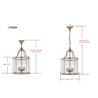 Safavieh Lighting Collection Sutton Place Farmhouse Brass 13-Inch Diameter 4-Light Adjustable Hanging Pendant Light Fixture (Led Bulbs Included)