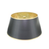 Upgradelights 16 Inch Black With Gold Interior Bouillotte Lamp Shade In A Glossy Black Parchment