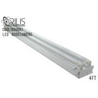 White 44 Watt 4 Ft 2-Light Flush Mount Ceiling Light Fixture With 2X Led T8 22 Watt Tubes - 6500K - 30% Brighter Than 18W Leds