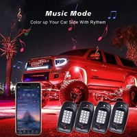 Led Rock Lights 8-Pods Rgb Colorful Underglow Kit Neon Undercarriage Light, Ip 68 Waterproof, Remote Control With App Support, Sound Activated Music Mode