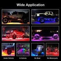 Led Rock Lights 8-Pods Rgb Colorful Underglow Kit Neon Undercarriage Light, Ip 68 Waterproof, Remote Control With App Support, Sound Activated Music Mode