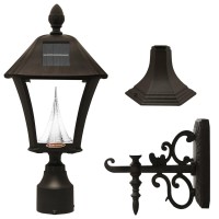 Gama Sonic Gs-106Fpw-B Baytown Lamp Outdoor Solar Light, Pole Pier & Wall Mount Kits, Black