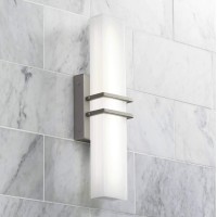 Possini Euro Design Exeter Modern Art Deco Wall Mount Light Led Brushed Nickel Silver Metal 17