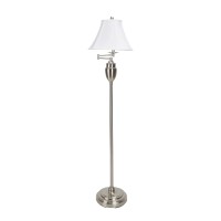 Decor Therapy Wellington Steel Swing Arm Floor Lamp, Antique Brass