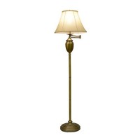 Decor Therapy Wellington Steel Swing Arm Floor Lamp, Antique Brass