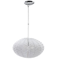 Shines uniform ripple pattern amasses an effect that is shear luminescence Constructed of hard heat resistant plastic diffuse light from Shines prolate sphere shape and translucent appearance This modern pendant lamp hangs from a 6 chord and takes a 60 wa