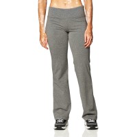 Jockey Womens Activewear Cotton Stretch Slim Bootleg Pant, Charcoal Grey Heather, Xlp