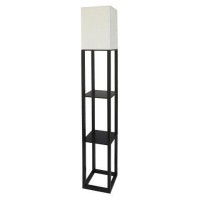 Threshold Shelf Floor Lamp With White Shade - Black