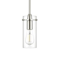 Linea Di Liara Effimero Modern Brushed Nickel Pendant Light Fixtures Over Kitchen Island Sink Lighting Ceiling Hanging Farmhouse Metal Industrial Mini Pendant Lighting Small Clear Glass Shade