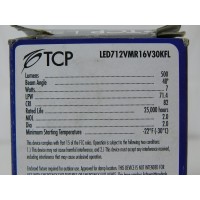 Tcp Led712Vmr16V30Kfl Mr16 Led Lamp 7 Watt 2-Pin Gu5.3 Base 500 Lumens 82 Cri 3000K Halogen White Elite