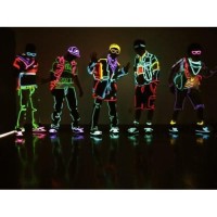 4 Pack - Tdltek Neon Glowing Strobing Electroluminescent Wire/El Wire(Blue, Green, Red, White) + 3 Modes Battery Controllers