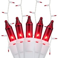 8.5 Ft 150 Red Icicle Lights, Holiday Lights Outdoor Icicle Outdoor Lights, White Wire Icicle Lights