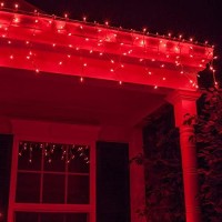 8.5 Ft 150 Red Icicle Lights, Holiday Lights Outdoor Icicle Outdoor Lights, White Wire Icicle Lights