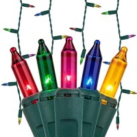 Kringle Traditions 5 Ft 100 Multi Color Icicle Lights On Green Wire, Christmas Outdoor Hanging Lights Christmas Holiday Lights Outdoor Decorative Icicle Lights, Ul Listed