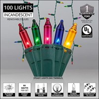 Kringle Traditions 5 Ft 100 Multi Color Icicle Lights On Green Wire, Christmas Outdoor Hanging Lights Christmas Holiday Lights Outdoor Decorative Icicle Lights, Ul Listed