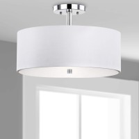 Safavieh Collection Clara Ceiling Semi Flush Drum Light 0 Whitechrome