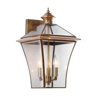 Safavieh Lighting Collection Virginia Brass 3-Light Lantern Bedroom Bathroom Hallway Patio Entryway Living Room Indoor/ Outdoor Wall Sconce (Led Bulb Included)