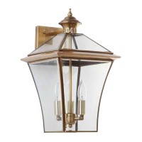 Safavieh Lighting Collection Virginia Brass 3-Light Lantern Bedroom Bathroom Hallway Patio Entryway Living Room Indoor/ Outdoor Wall Sconce (Led Bulb Included)