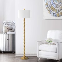 Safavieh Lighting Collection Aurelia Farmhouse Antique Gold 64Inch Living Room Bedroom Home Office Standing Floor Lamp Metal L