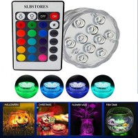 10-Led Rgb Submersible Led Light, Multi Color Waterproof Wedding Party Vase Base Floral Light