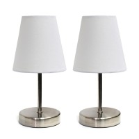 Sand Nickel Mini Basic Table Lamp With Fabric Shade 2 Pack Set