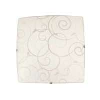 Simple Designs Fm3001-Wht Square Flushmount Flush Ceiling Light With Scroll Swirl Design, White