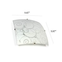 Simple Designs Fm3001-Wht Square Flushmount Flush Ceiling Light With Scroll Swirl Design, White