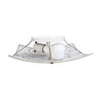 Simple Designs Fm3001-Wht Square Flushmount Flush Ceiling Light With Scroll Swirl Design, White