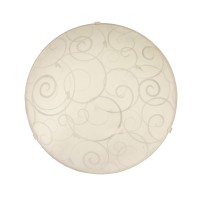 Simple Designs Fm3000-Wht Round Flushmount Flush Ceiling Light With Scroll Swirl Design, White