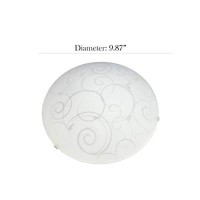 Simple Designs Fm3000-Wht Round Flushmount Flush Ceiling Light With Scroll Swirl Design, White