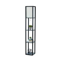 Simple Designs Lf1014Blk 625 Modern Etagere Organizer Storage 3 Shelf Floor Lamp With White Linen Fabric Shade For Home Dacor