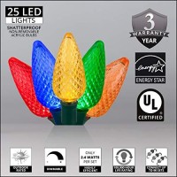 C9 Multicolor Christmas Lights Set Of 25, 17 Ft, Multi Colored Christmas Lights Outdoor C9 Led Christmas Lights Multicolor C9 Christmas Lights Party Multicolor Led Christmas Lights