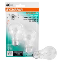 Sylvania Double Life Incandescent Light Bulb, A15, 40W, Ceiling Fan Lamp, Medium Base, 370 Lumens, Dimmable, Clear, Soft White - 2 Pack (10034)