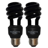 Sleeklighting 13 Watt Spiral Cfl Black Light Bulb,- Ul Approved-General Purpose Spiral Cfl Black Light Bulbs - 120 Volt, E26 Medium Base. (Pack Of 2)