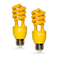 Sleeklighting 13Watt Yellow Bug Light Bulbs For Outdoor - General Purpose Spiral Cfl Yellow Bug Repellent Light Bulbs- Ul Approved- Uses 13 Watts Of Energy, 120 Volts, E26 Medium Base. (Pack Of 2)