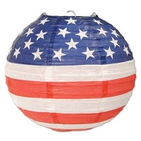 Beistle 54561 Patriotic Paper Lanterns, 9-1/2-Inch, Red/White/Blue