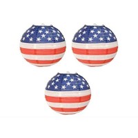 Beistle 54561 Patriotic Paper Lanterns, 9-1/2-Inch, Red/White/Blue